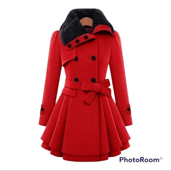 Jackets & Blazers - Boutique Red Double Breasted Coat